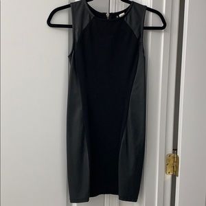 Black leather paneled dress